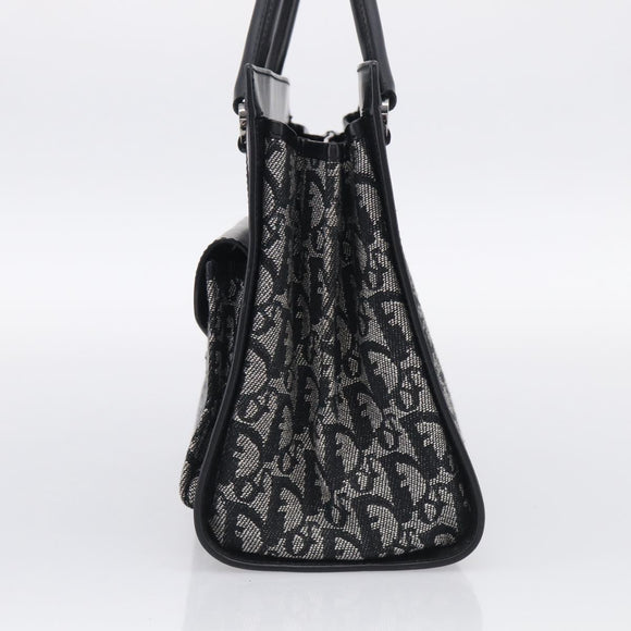 Christian Dior Trotter Canvas Tote Bag Black Silver Auth ki7013M