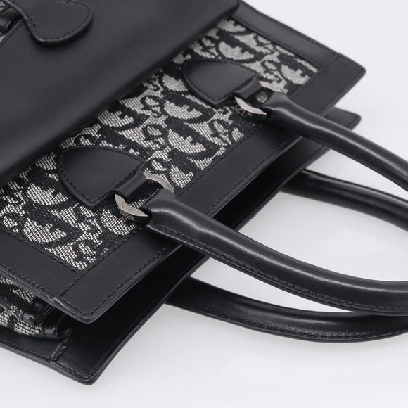 Christian Dior Trotter Canvas Tote Bag Black Silver Auth ki7013M