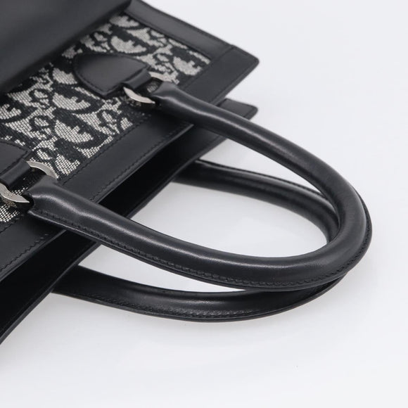 Christian Dior Trotter Canvas Tote Bag Black Silver Auth ki7013M