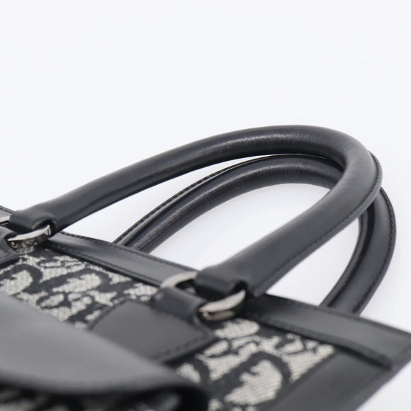 Christian Dior Trotter Canvas Tote Bag Black Silver Auth ki7013M