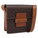 CELINE Macadam Canvas Shoulder Bag PVC Leather Brown Gold Auth ki7015V-1