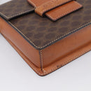 CELINE Macadam Canvas Shoulder Bag PVC Leather Brown Gold Auth ki7015V-11
