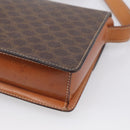 CELINE Macadam Canvas Shoulder Bag PVC Leather Brown Gold Auth ki7015V-12