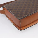 CELINE Macadam Canvas Shoulder Bag PVC Leather Brown Gold Auth ki7015V-13