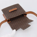 CELINE Macadam Canvas Shoulder Bag PVC Leather Brown Gold Auth ki7015V-14
