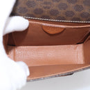 CELINE Macadam Canvas Shoulder Bag PVC Leather Brown Gold Auth ki7015V-16