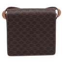 CELINE Macadam Canvas Shoulder Bag PVC Leather Brown Gold Auth ki7015V-3