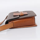 CELINE Macadam Canvas Shoulder Bag PVC Leather Brown Gold Auth ki7015V-4