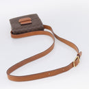 CELINE Macadam Canvas Shoulder Bag PVC Leather Brown Gold Auth ki7015V-7
