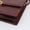 Cartier Shoulder Bag Leather Bordeaux Gold Auth ki7016V-10