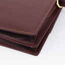 Cartier Shoulder Bag Leather Bordeaux Gold Auth ki7016V-12