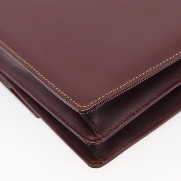 Cartier Shoulder Bag Leather Bordeaux Gold Auth ki7016V