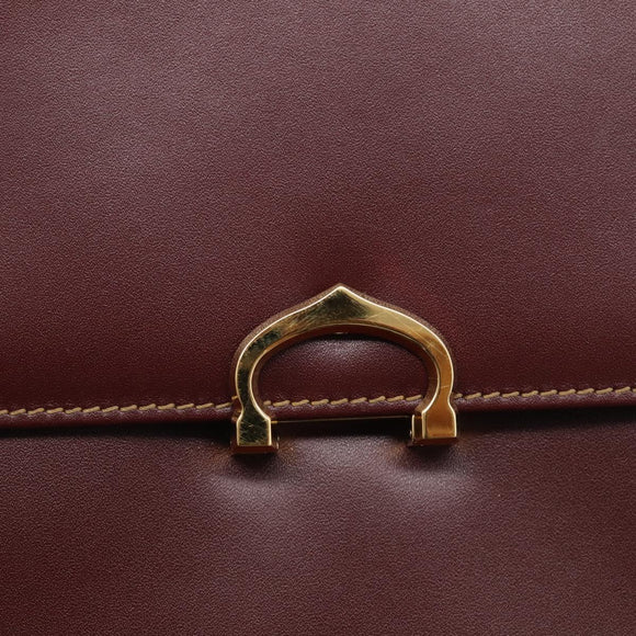 Cartier Shoulder Bag Leather Bordeaux Gold Auth ki7016V