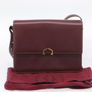 Cartier Shoulder Bag Leather Bordeaux Gold Auth ki7016V-24