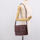 Cartier Shoulder Bag Leather Bordeaux Gold Auth ki7016V-25