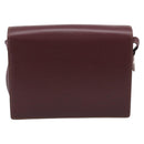 Cartier Shoulder Bag Leather Bordeaux Gold Auth ki7016V-3