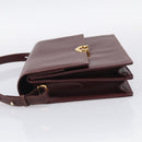 Cartier Shoulder Bag Leather Bordeaux Gold Auth ki7016V-4