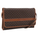 CELINE Macadam Canvas Shoulder Bag PVC Leather Brown Gold Auth ki7021A-1
