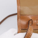 CELINE Macadam Canvas Shoulder Bag PVC Leather Brown Gold Auth ki7021A-14