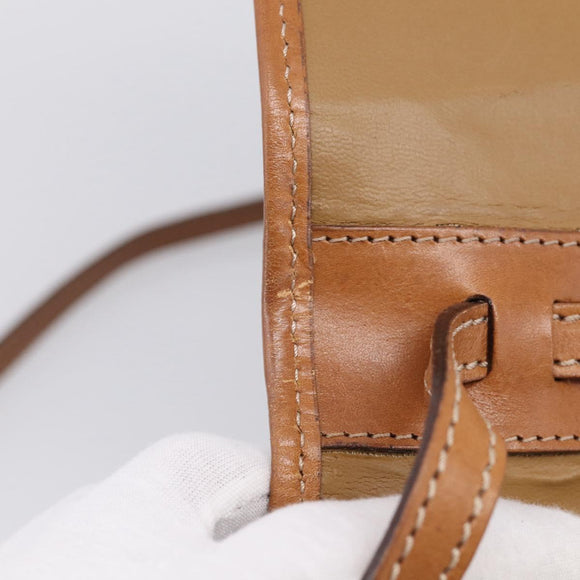 CELINE Macadam Canvas Shoulder Bag PVC Leather Brown Gold Auth ki7021A