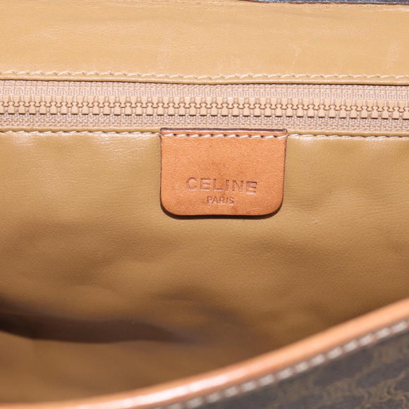 CELINE Macadam Canvas Shoulder Bag PVC Leather Brown Gold Auth ki7021A