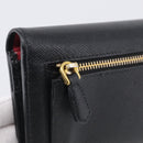 PRADA Wallet Safiano Leather Black Gold Auth ki7023V-12