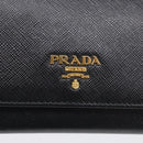PRADA Wallet Safiano Leather Black Gold Auth ki7023V-13