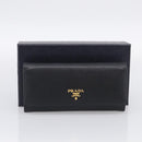 PRADA Wallet Safiano Leather Black Gold Auth ki7023V-27