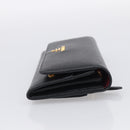 PRADA Wallet Safiano Leather Black Gold Auth ki7023V-5