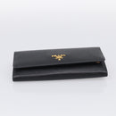PRADA Wallet Safiano Leather Black Gold Auth ki7023V-7