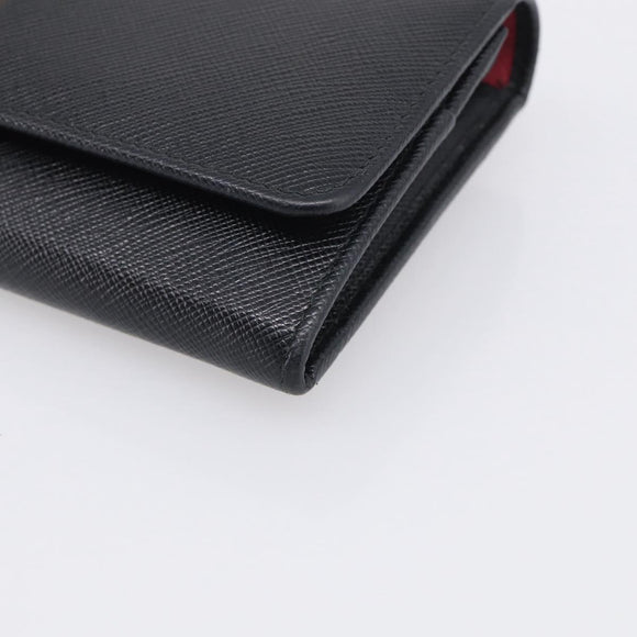 PRADA Wallet Safiano Leather Black Gold Auth ki7023V