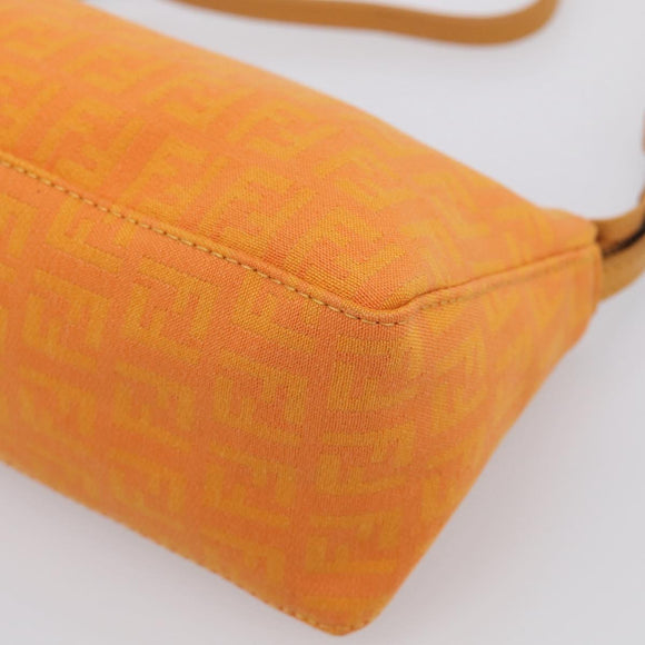 FENDI Zucchino Canvas Pouch Orange Silver Auth ki7024V