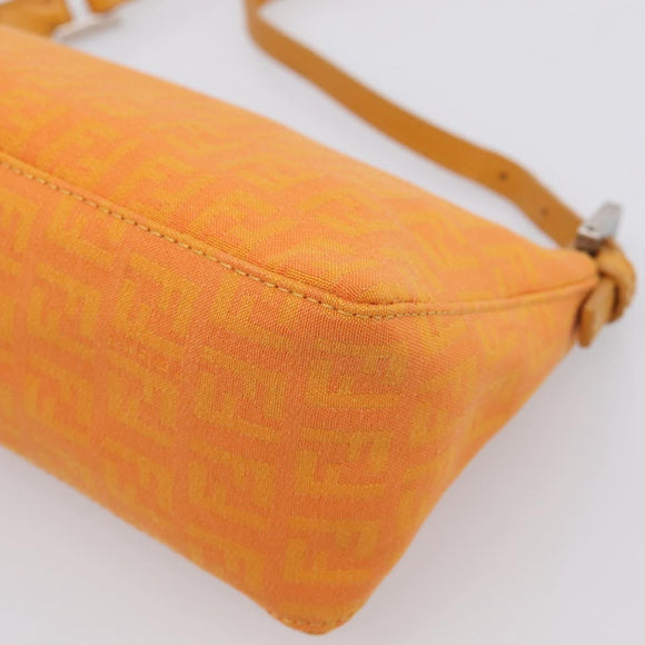 FENDI Zucchino Canvas Pouch Orange Silver Auth ki7024V