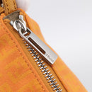 FENDI Zucchino Canvas Pouch Orange Silver Auth ki7024V-15