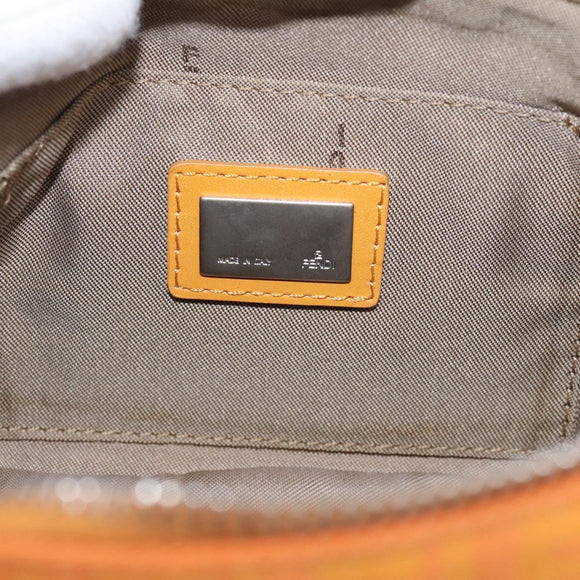 FENDI Zucchino Canvas Pouch Orange Silver Auth ki7024V
