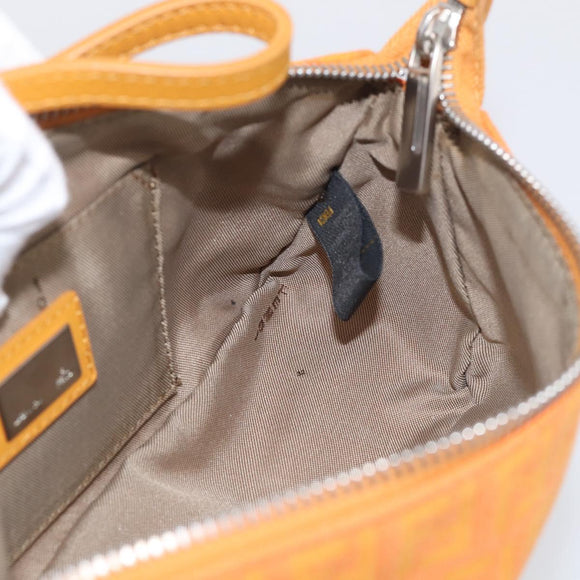 FENDI Zucchino Canvas Pouch Orange Silver Auth ki7024V