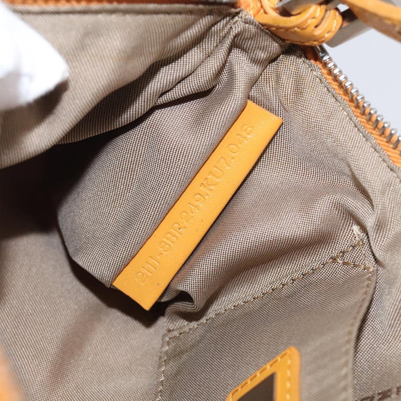 FENDI Zucchino Canvas Pouch Orange Silver Auth ki7024V
