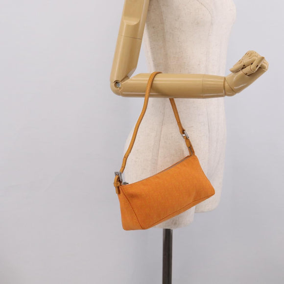 FENDI Zucchino Canvas Pouch Orange Silver Auth ki7024V