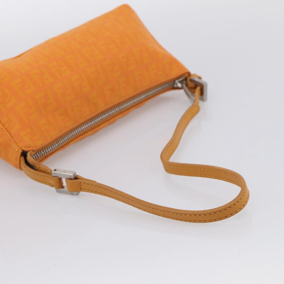 FENDI Zucchino Canvas Pouch Orange Silver Auth ki7024V