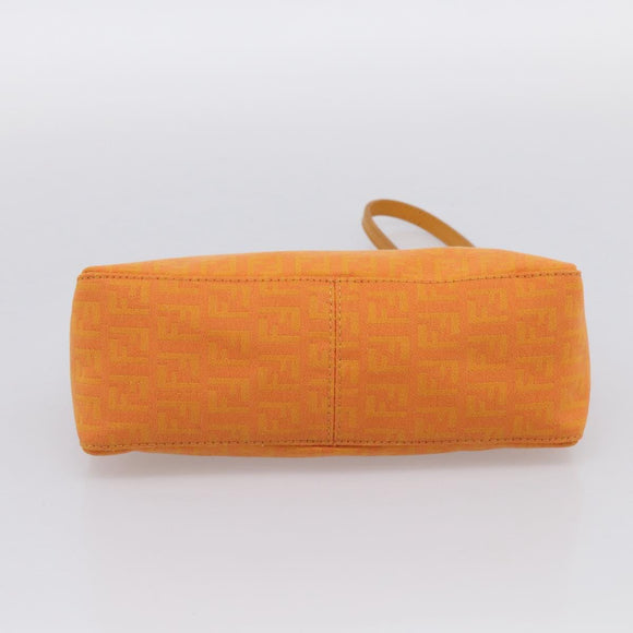 FENDI Zucchino Canvas Pouch Orange Silver Auth ki7024V