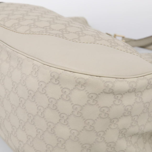 GUCCI GG Canvas Guccissima Shoulder Bag Leather Ivory Gold 203504 Auth ki7025M