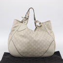 GUCCI GG Canvas Guccissima Shoulder Bag Leather Ivory Gold 203504 Auth ki7025M-21