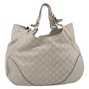 GUCCI GG Canvas Guccissima Shoulder Bag Leather Ivory Gold 203504 Auth ki7025M-3