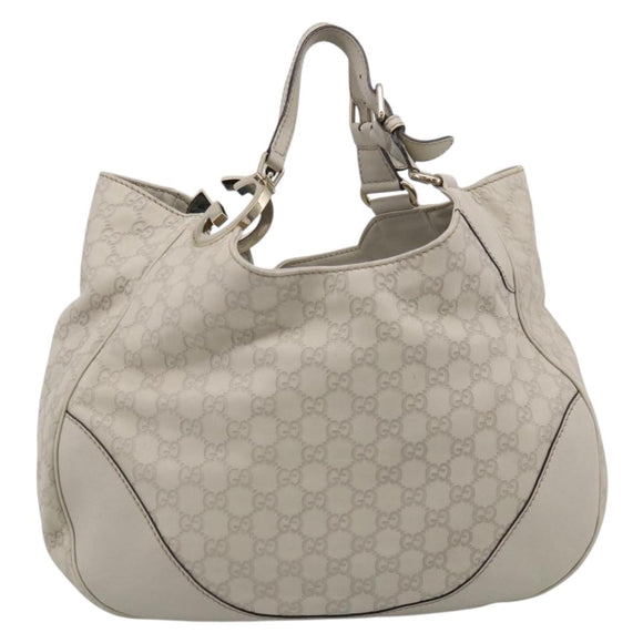 GUCCI GG Canvas Guccissima Shoulder Bag Leather Ivory Gold 203504 Auth ki7025M