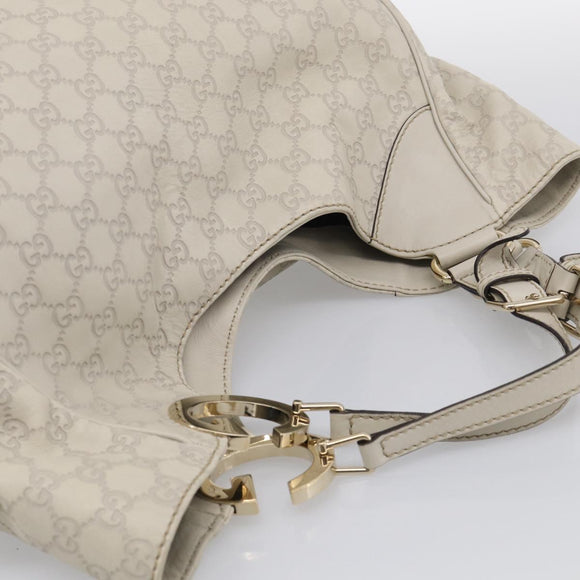 GUCCI GG Canvas Guccissima Shoulder Bag Leather Ivory Gold 203504 Auth ki7025M