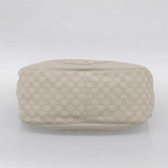 GUCCI GG Canvas Guccissima Shoulder Bag Leather Ivory Gold 203504 Auth ki7025M