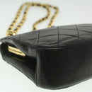 CHANEL Matelasse Clasp Chain Shoulder Bag Lamb Skin Black CC Auth kk164-14