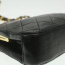 CHANEL Matelasse Clasp Chain Shoulder Bag Lamb Skin Black CC Auth kk164-16