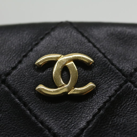 CHANEL Matelasse Clasp Chain Shoulder Bag Lamb Skin Black CC Auth kk164