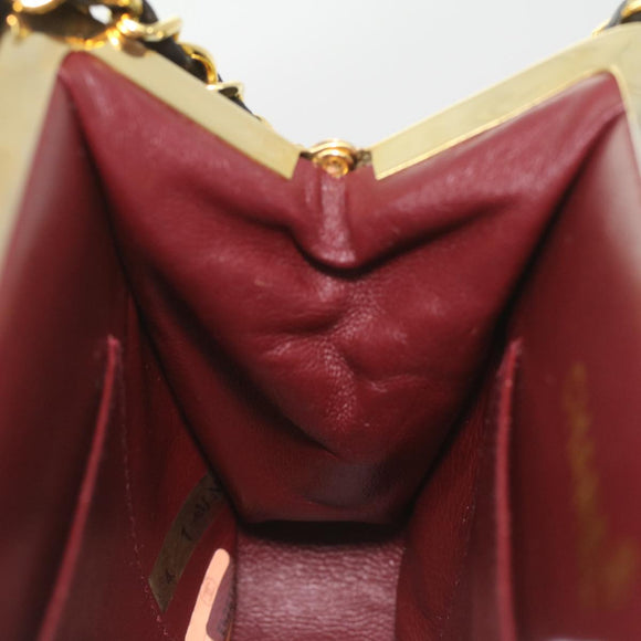 CHANEL Matelasse Clasp Chain Shoulder Bag Lamb Skin Black CC Auth kk164